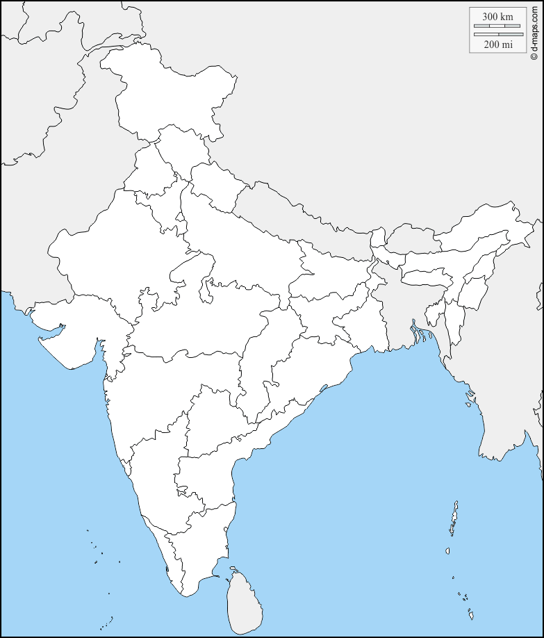 political map india hd blank